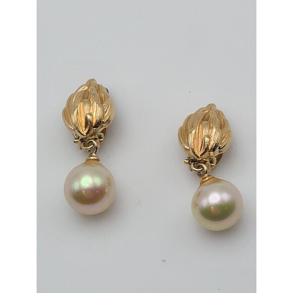 Vintage 1965 Grosse By Dior Germany 1965 Pearl And Flame Dangle Clip On Earrings - Picture 1 of 6
